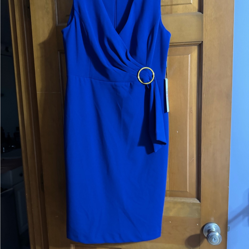 Elegant Blue Dress with Gold Accent